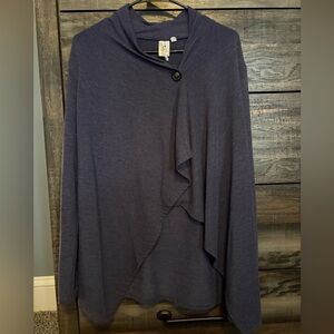 Stylish heathered blue Button-Up Cardigan/Cape
